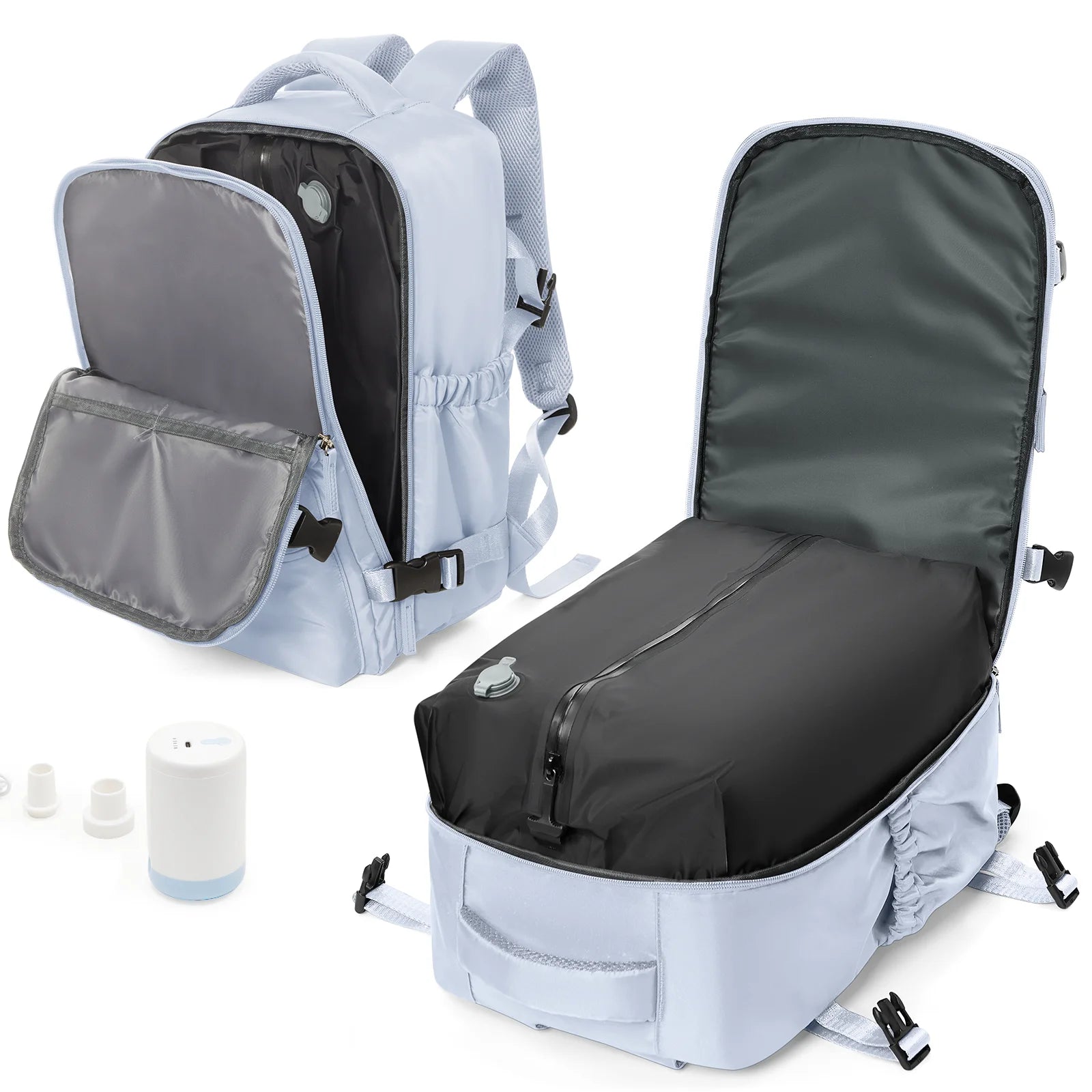 Vacuum Compression Travel Backpack for Men Women, Vacuum Backpack for Clothes, Handluggage Airplane Cabin Rucksack Laptop Bag
