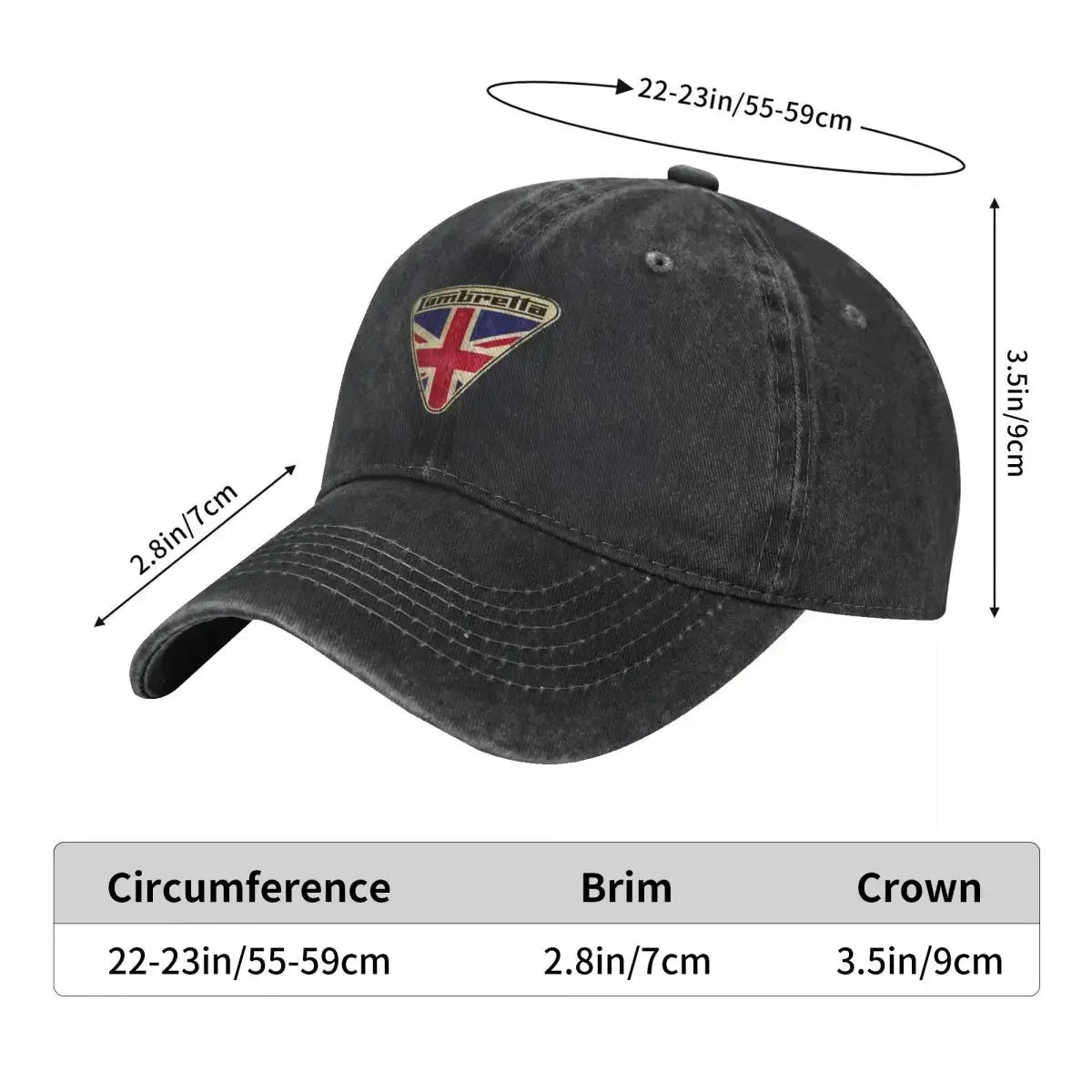 Lambretta Scooter Union Jack Logo Baseball Cap Military Cap Man party Hat Snapback Cap Visor Men Hats Women's