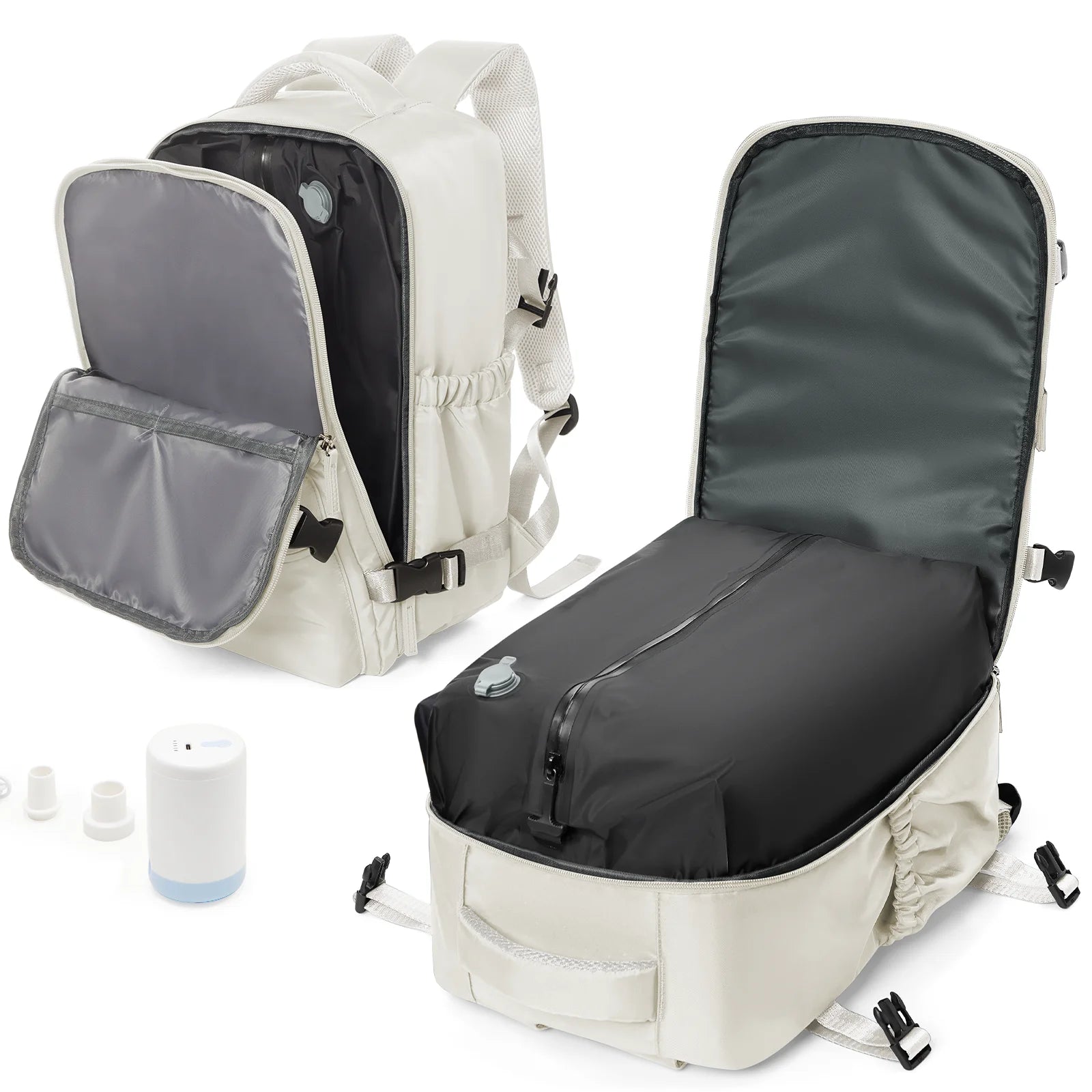 Vacuum Compression Travel Backpack for Men Women, Vacuum Backpack for Clothes, Handluggage Airplane Cabin Rucksack Laptop Bag