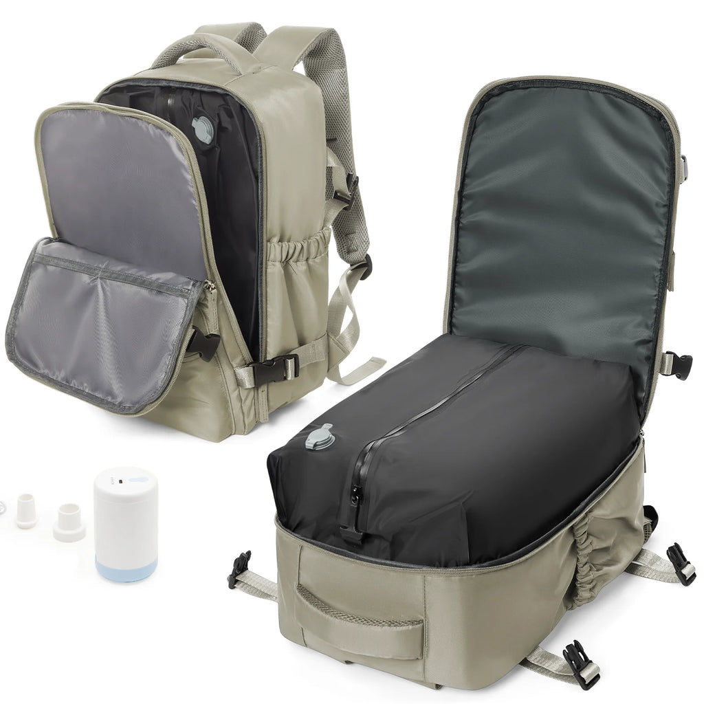 Vacuum Compression Travel Backpack for Men Women, Vacuum Backpack for Clothes, Handluggage Airplane Cabin Rucksack Laptop Bag