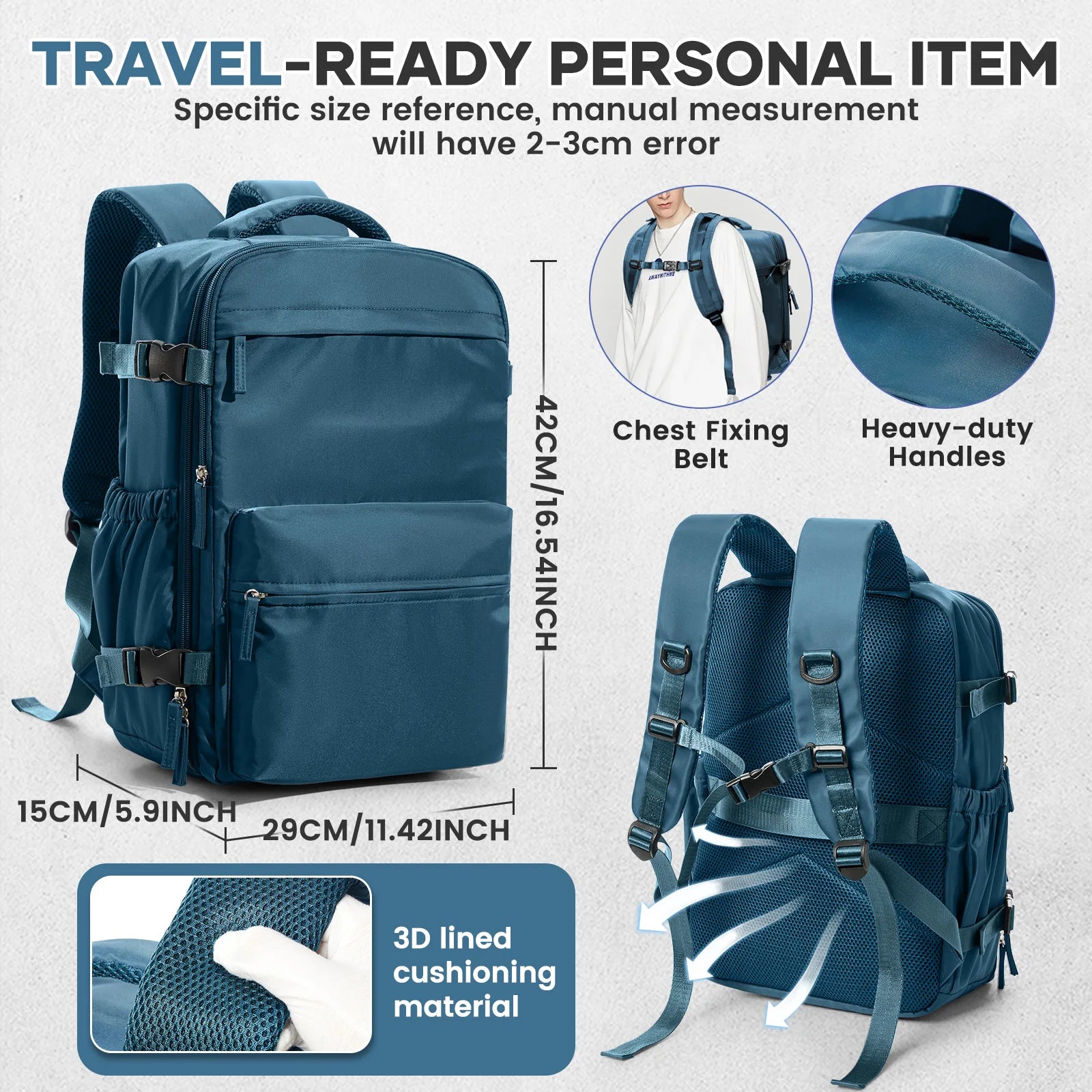 Vacuum Compression Travel Backpack for Men Women, Vacuum Backpack for Clothes, Handluggage Airplane Cabin Rucksack Laptop Bag