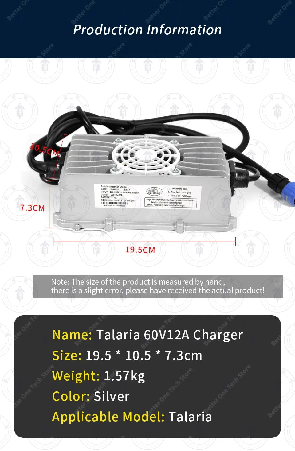 For Talaria 60V12A Charger Silent Motorcycle Dirtbike Off-Road Fast Charging E-Bikes For TALARIA Sting Electric Bikes Motorcycle