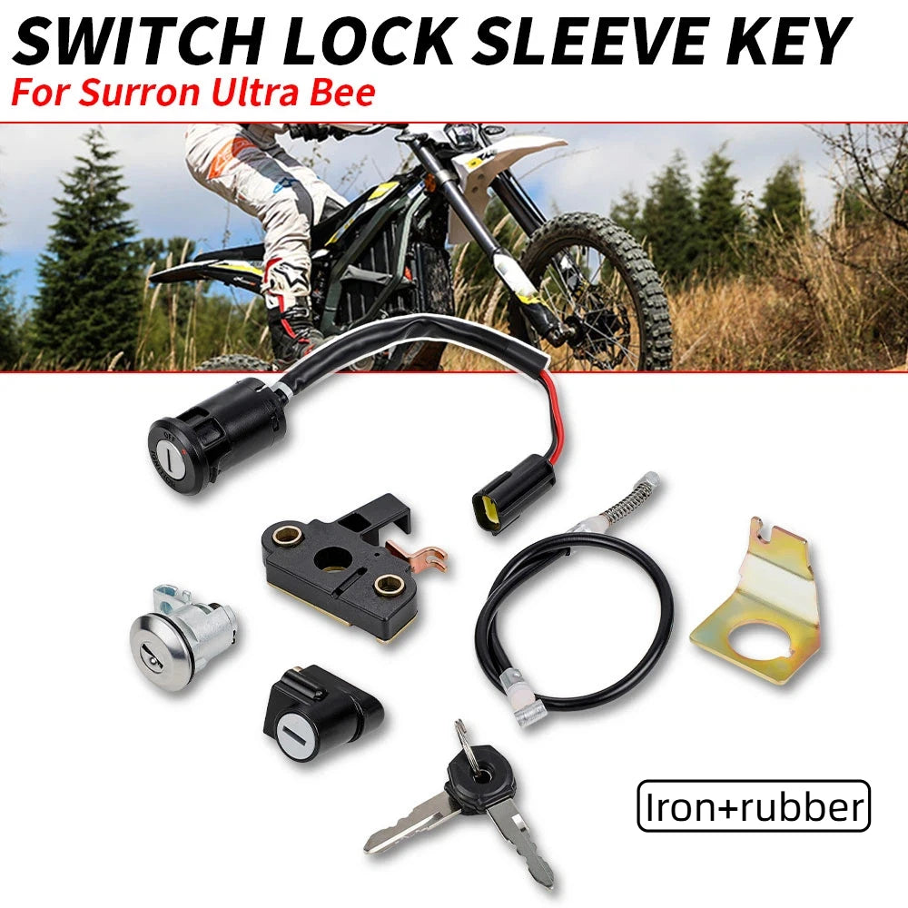 Moto Ignition Switch Lock Sleeve Lock Key Kits Vehicle Motorcycle Accessories For Surron Ultra Bee Motocross Iron Rubber
